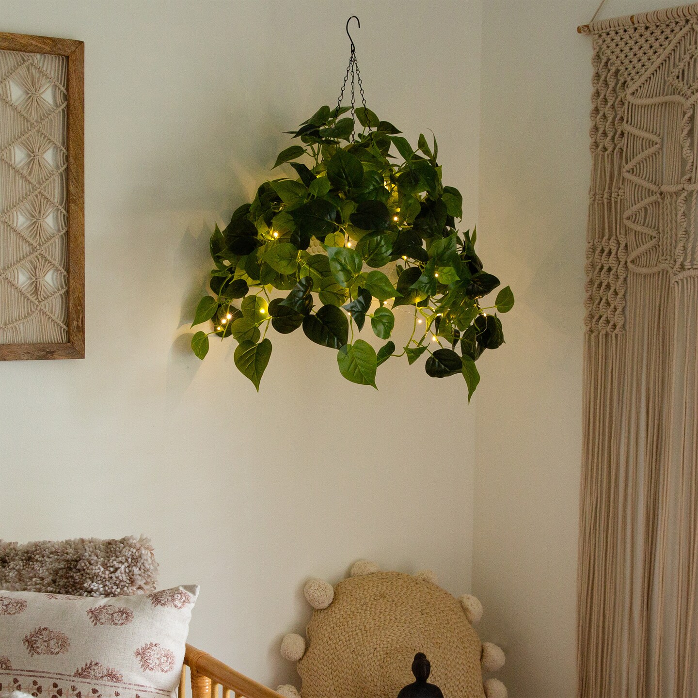 Nearly Natural Pre-Lit Philodendron Artificial Plant - 24&#x22; - Warm White LED Lights