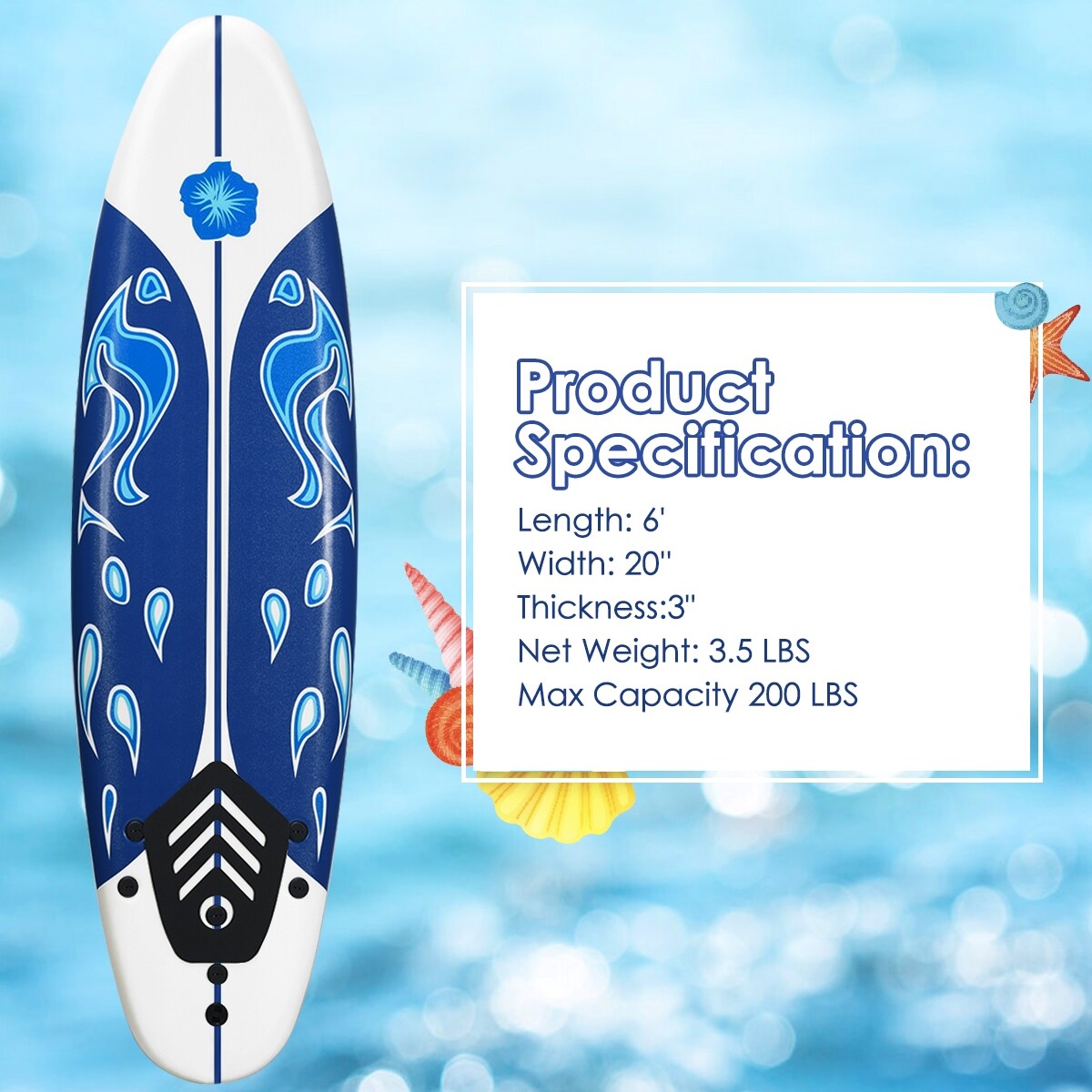 Foam Surfboard EPE EPS PP Lightweight Removable Fins