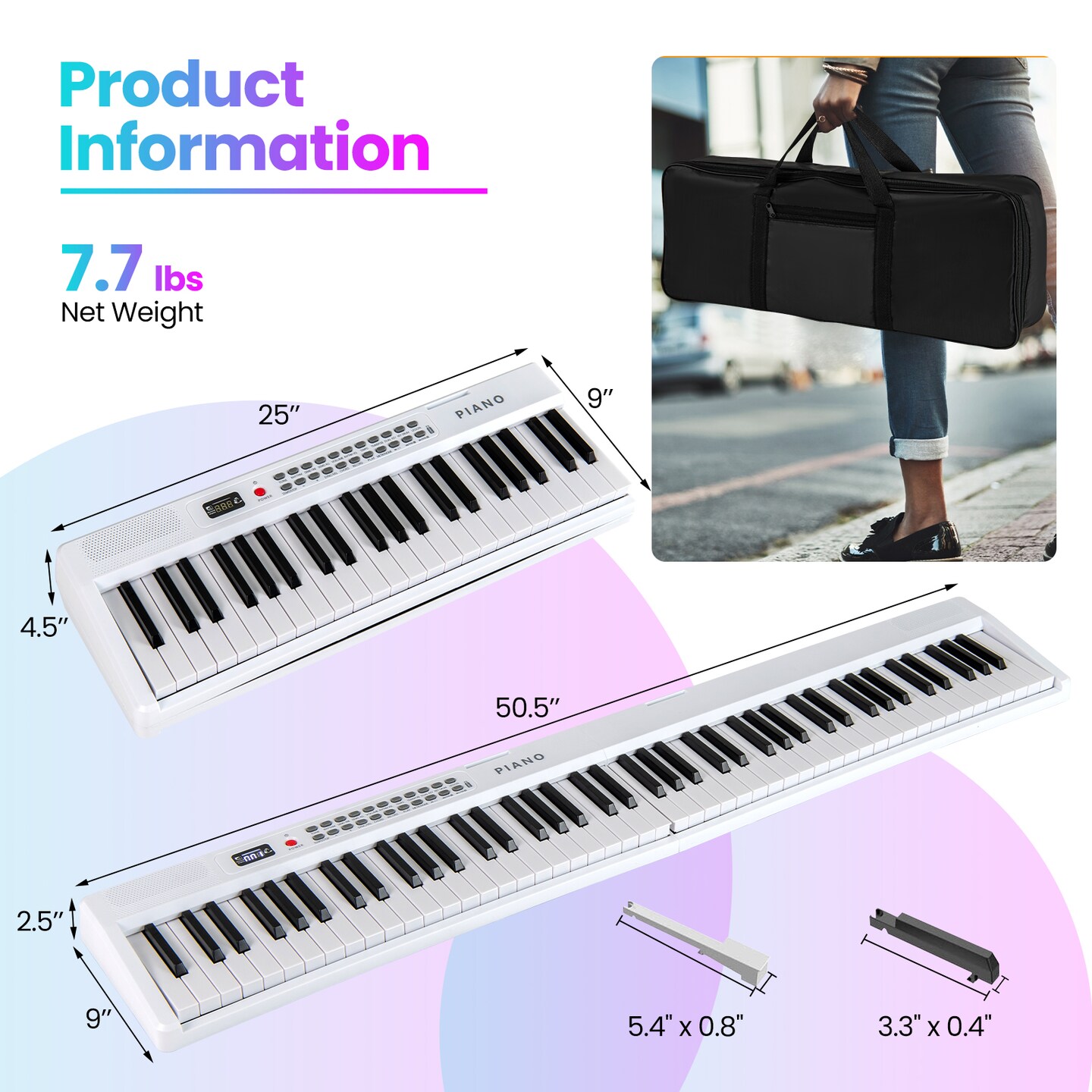 88 Key Foldable Electronic Keyboard Piano with Wireless MIDI Suitable for Kids, Teenagers and Adult