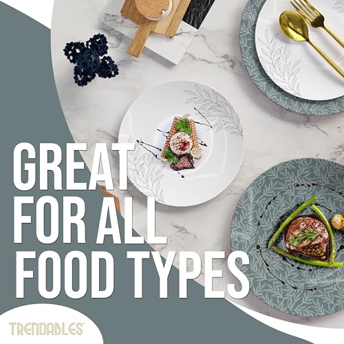 Trendables Disposable Dinnerware Decorative Plates Plastic Disposable Plates 8 Inch Dessert Plate & 10 Inch Wedding Party Plate Set