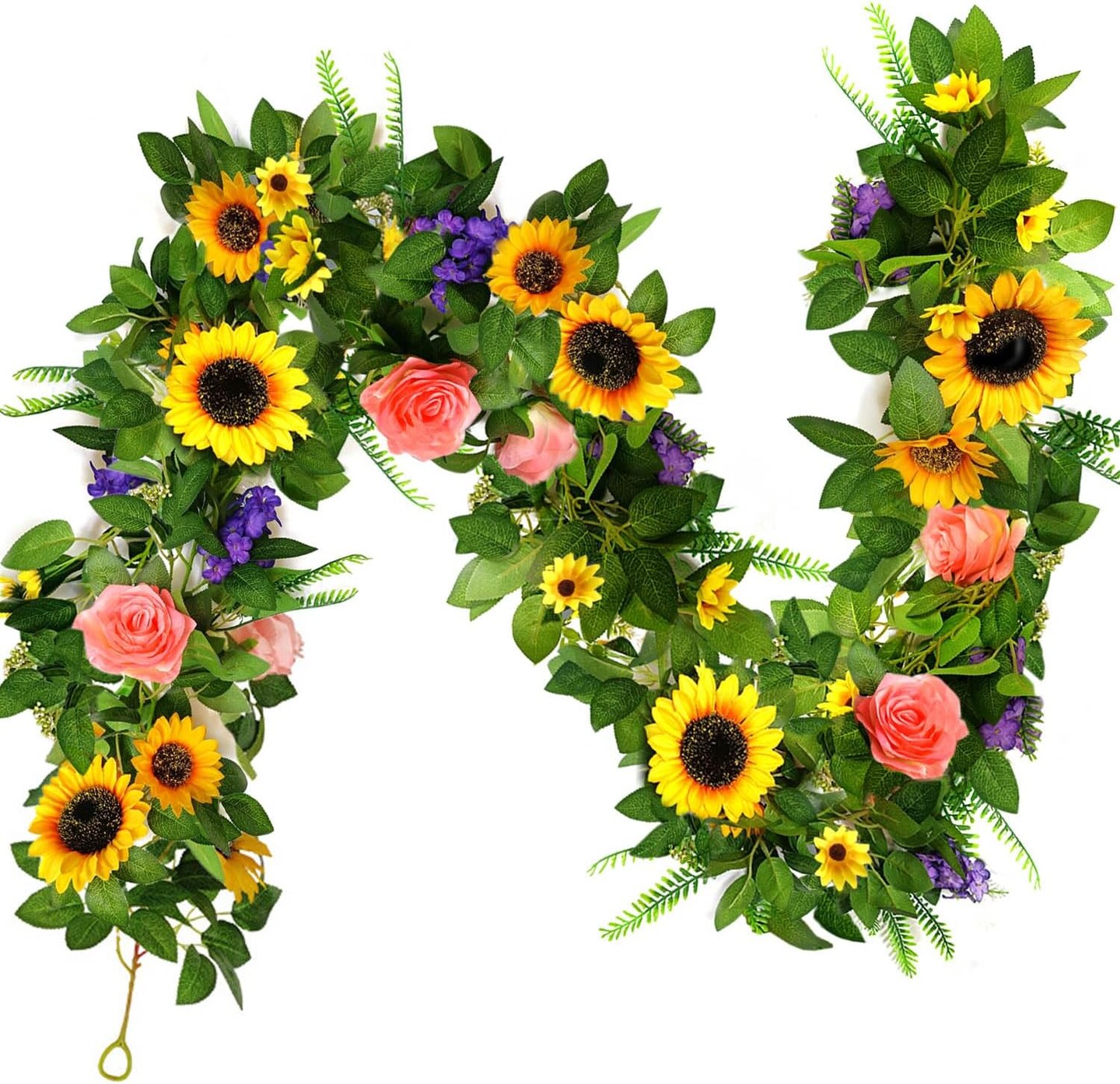 Summer Sunflower Garland – Faux Flower Hanging Vines for Home, Wall, and Arch Decor