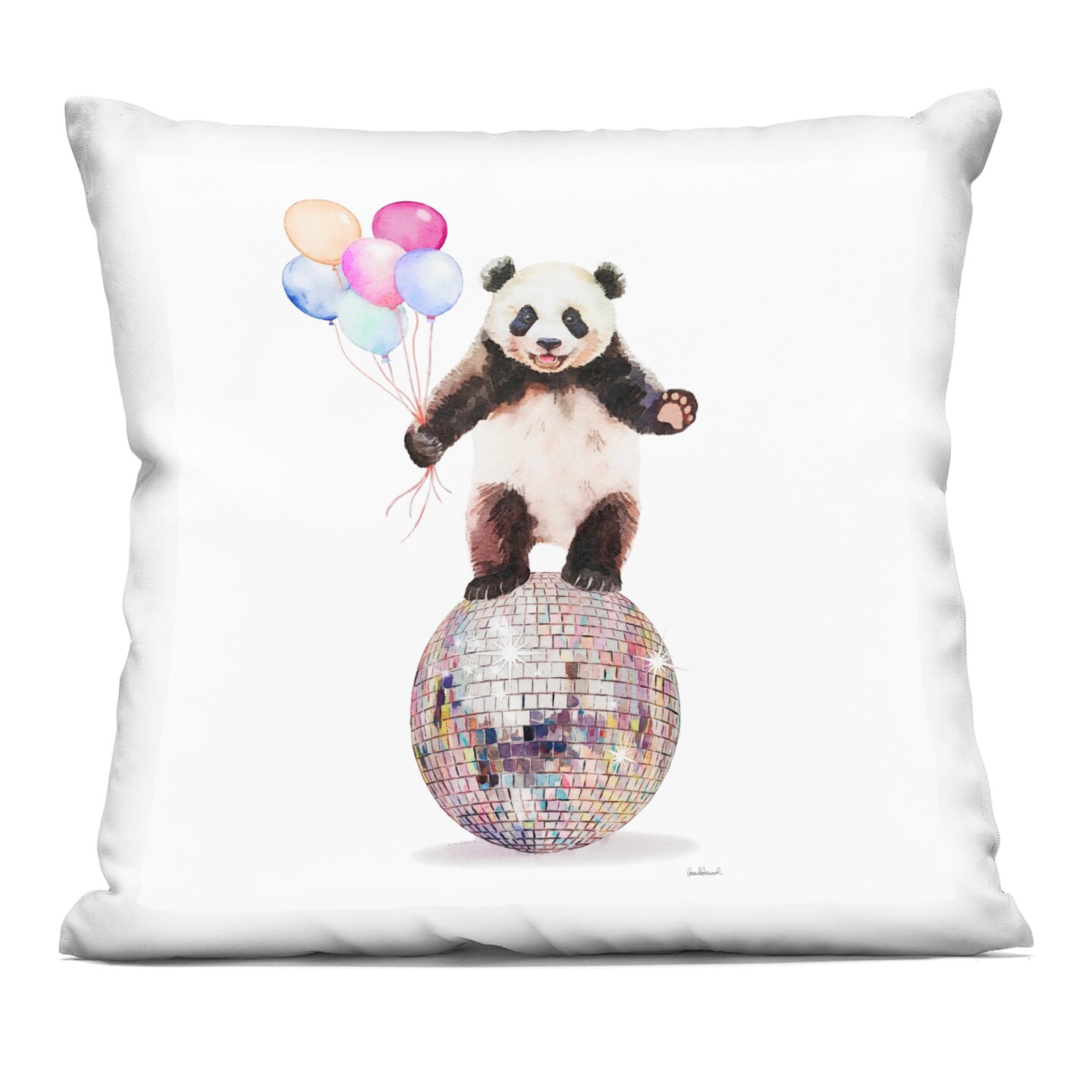 Stupell Industries Panda & Balloons Disco Decorative Printed Pillow design by Amanda Greenwood, 18 x 7 x 18