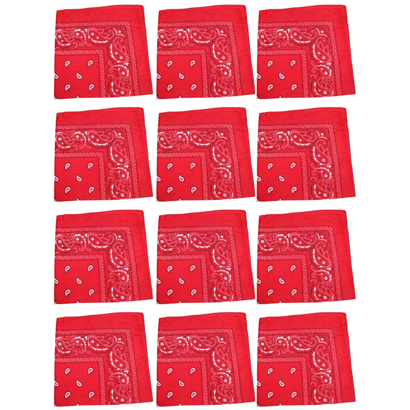 12 Pack Paisley Design Polyester Bandanas Great for Events, Crafts, Wear