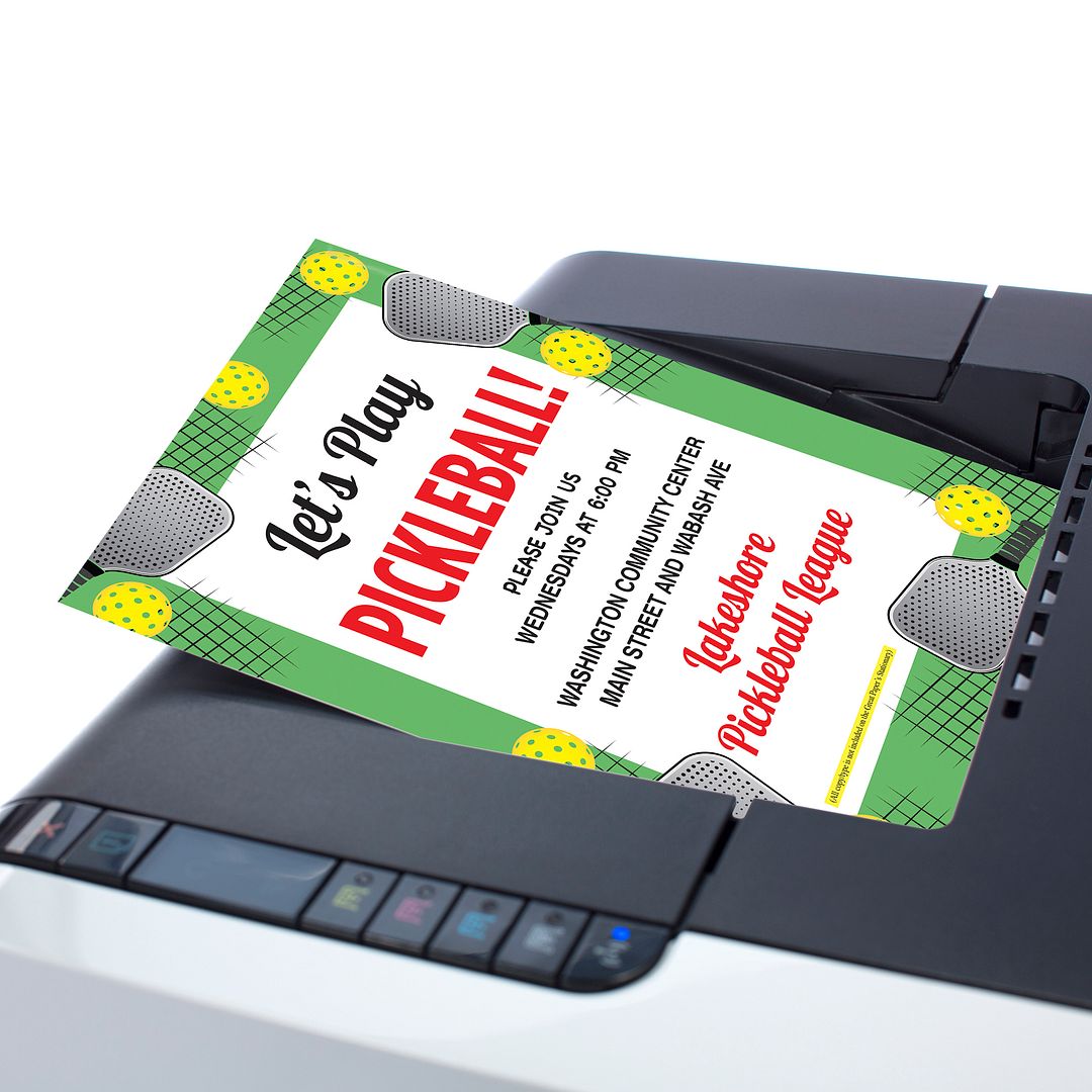 Great Papers! Pickleball Party Letterhead, for Invitations, Announcements and Personal Messages, Printer Friendly 8.5&#x201D;x11&#x201D;, 50 Pack
