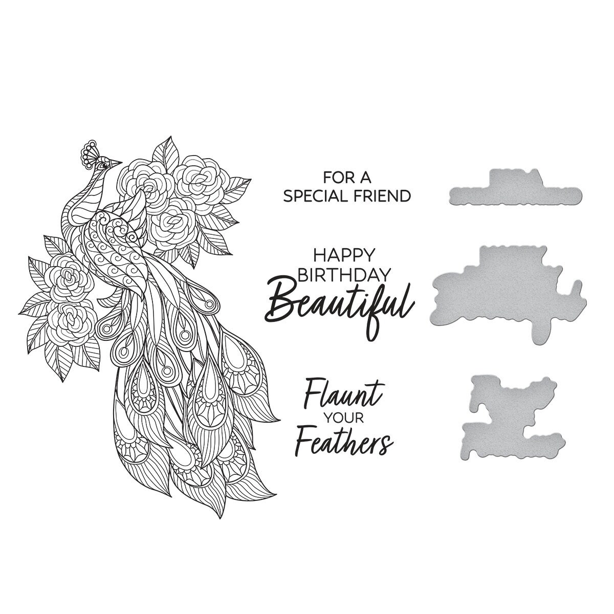 Spellbinders BetterPress Press Plate & Die Set By Dawn Bibby-Elegant Peacock