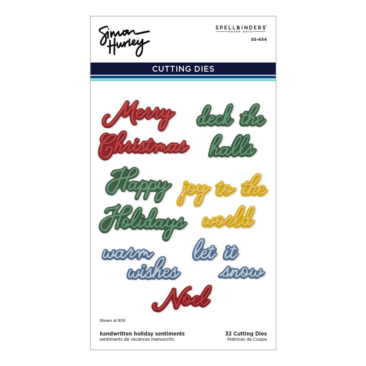 Spellbinders Etched Die By Simon Hurley-Handwritten Holiday Sentiments, Let Snow