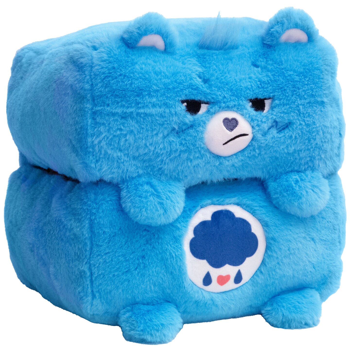 Happy Nappers: Care Bears 10" Pop N' Play Cube - Grumpy Bear - Mushmillow Character Unfolds Into A Plush Pillow, Multi-Use, Chair-Footrest, Kids Toy