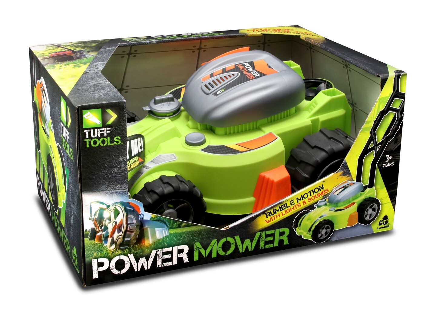 Lanard Tuff Tools: Power Mower - Kids Lights & Sound Toy, Mega Yard Tool, Realistic Action Yard Work Toy, Battery Powered, Ages 3+