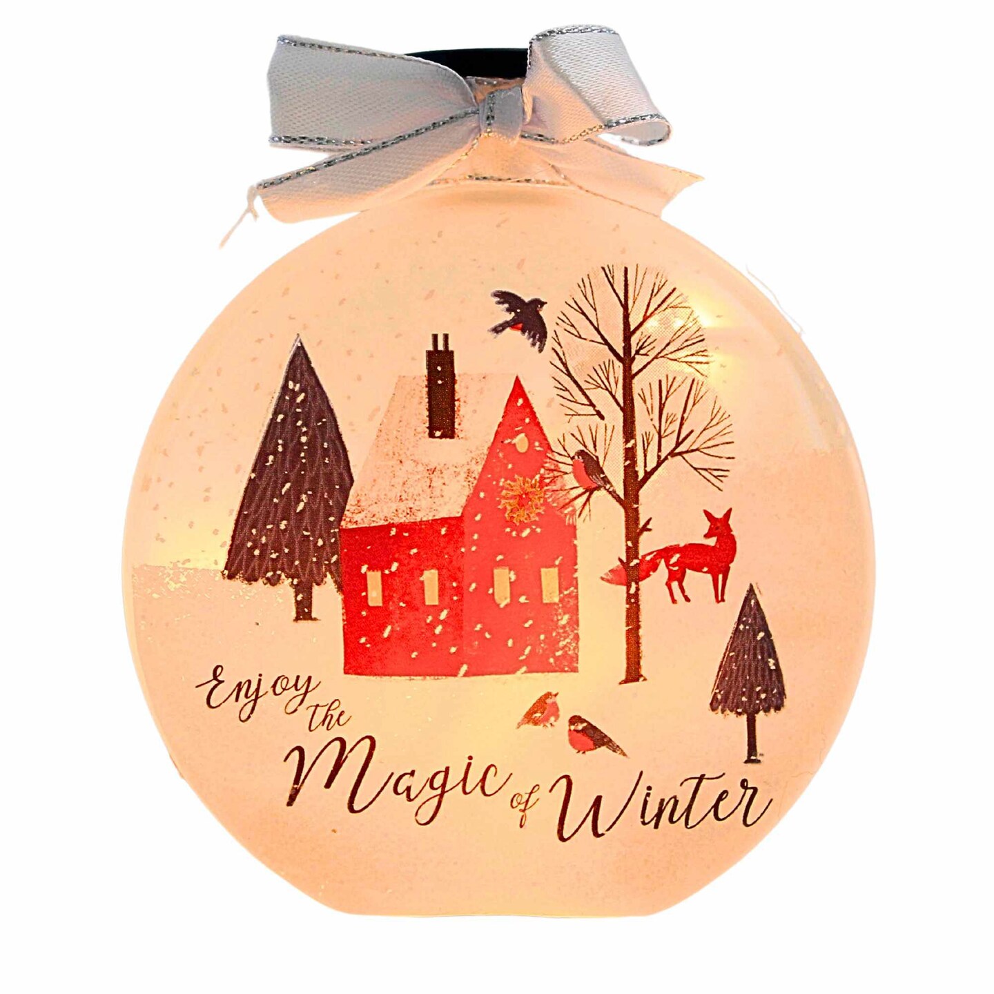 Stony Creek 4.5 Inch Magic Winter Round Jar Christmas Lighted Glass Accent , Electric Winter Animals