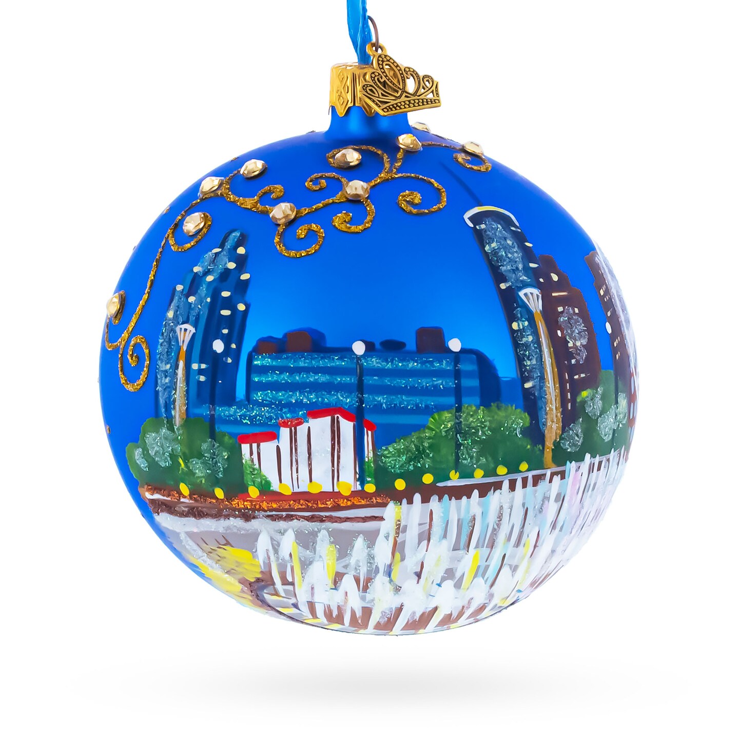 Atlanta, Georgia Jeweled Glass Ball Christmas Ornament 4 Inches