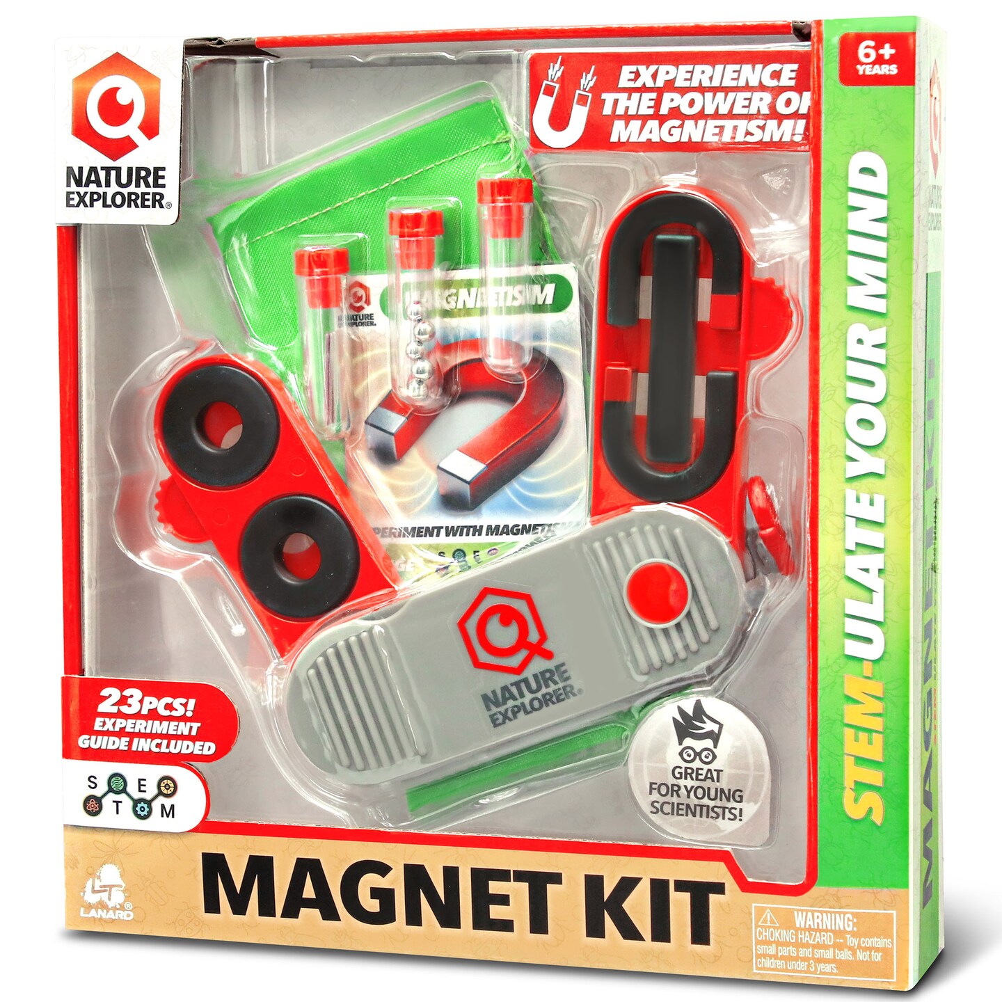 Lanard Nature Explorer: Magnet Kit - Learn The Power Of Magnets, Fold-Out Storage Case, STEM Experiment Booklet, Carry Pouch, STEM Toy, Kids Ages 6+