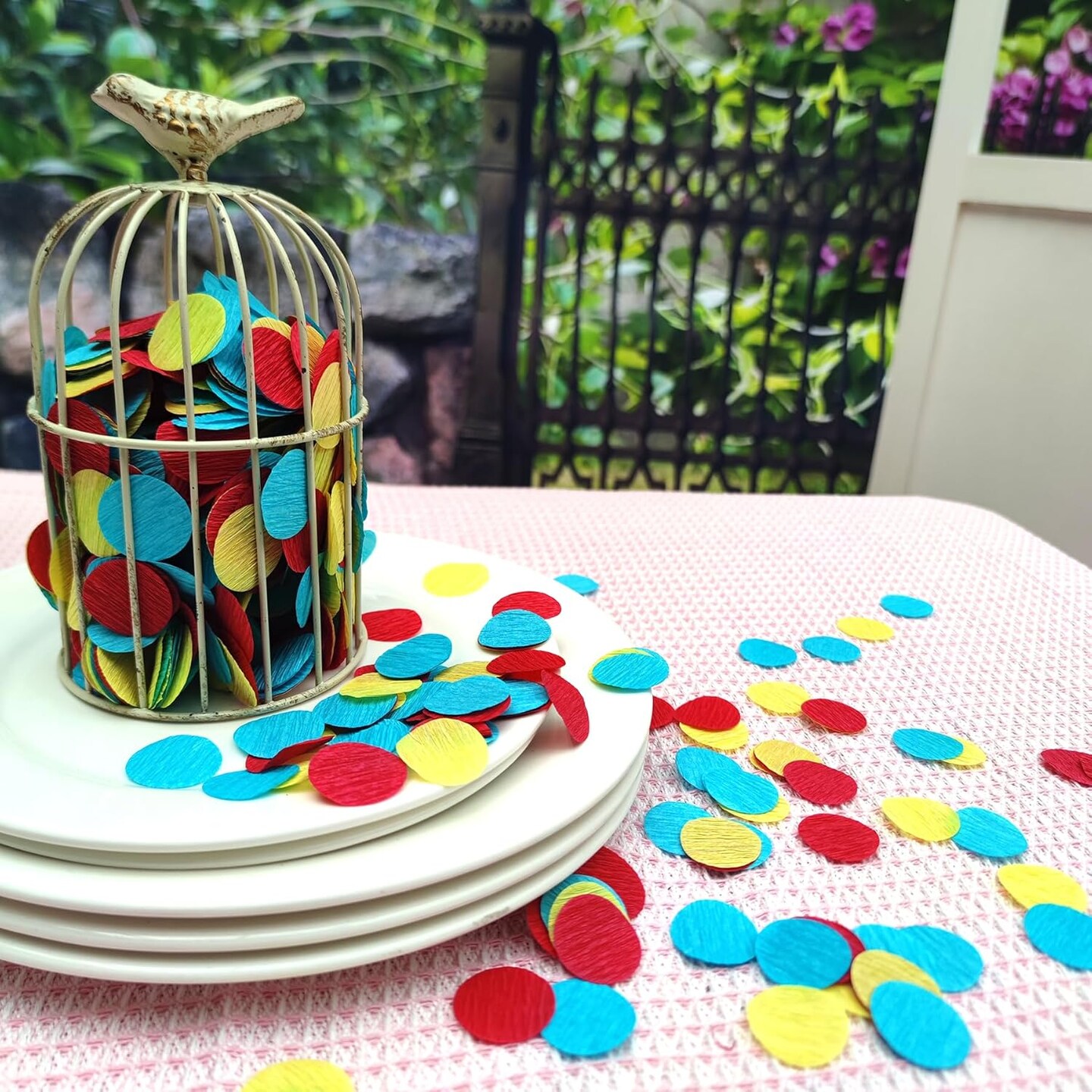 Carnival Circus Table Confetti Red Yellow and Blue 1 inch Crepe Paper Dots Table Scatter Confetti for Birthday Paw Party Decorations 1000 Pcs