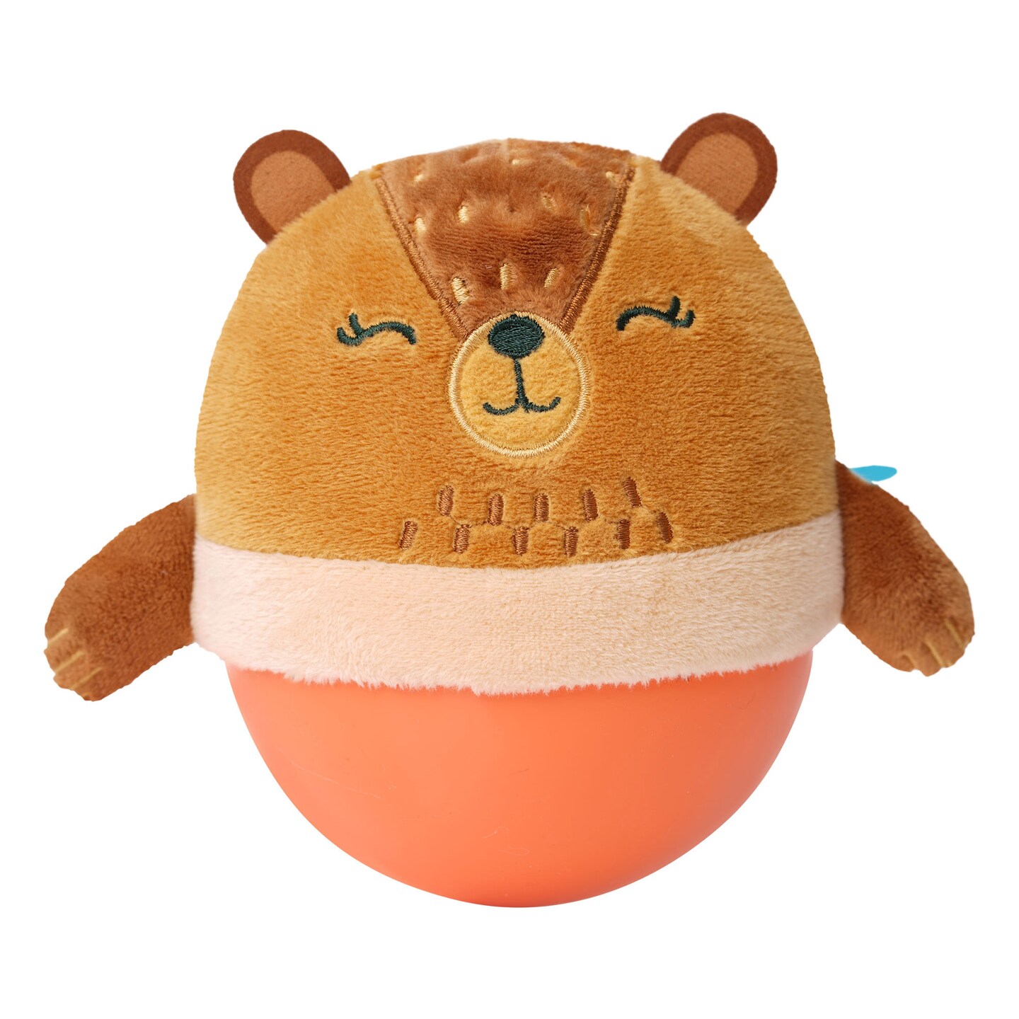 Manhattan Toy Wobbly Bobbly Bear Weighted, Soft Silicone Wobble Ball with Embroidered Plush Baby &#x26; Toddler Toy