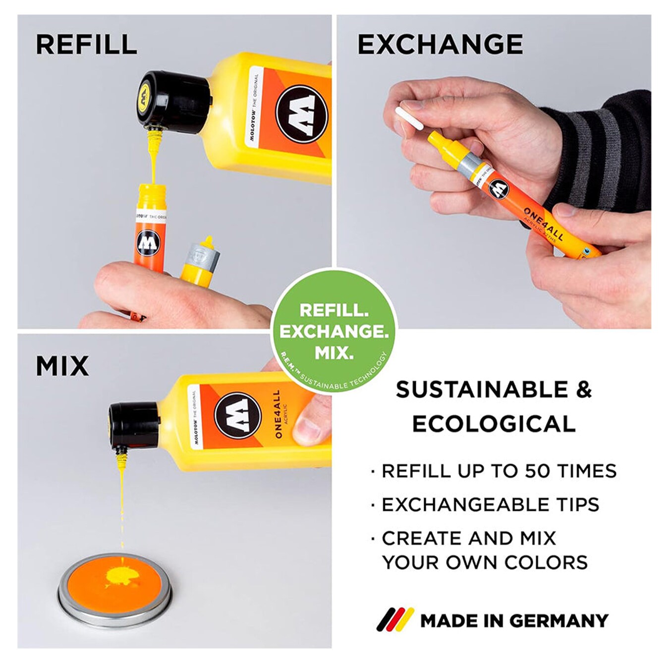 Molotow ONE4ALL Acrylic Paint Marker Character 6-Color Set, 2mm, Assorted Colors, 1 Set Each