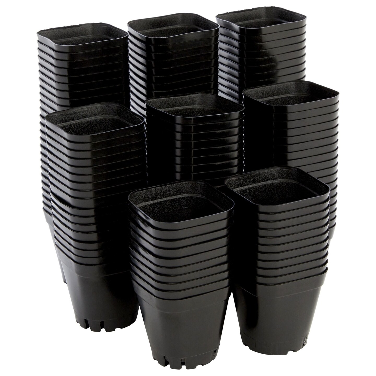150-Pack 2 Inch Plastic Seedling Pots for Plants, Small Square Starter Nursery Planters for Starting Seeds, Flowers, Succulents, Propagating, Indoor Garden (Black)