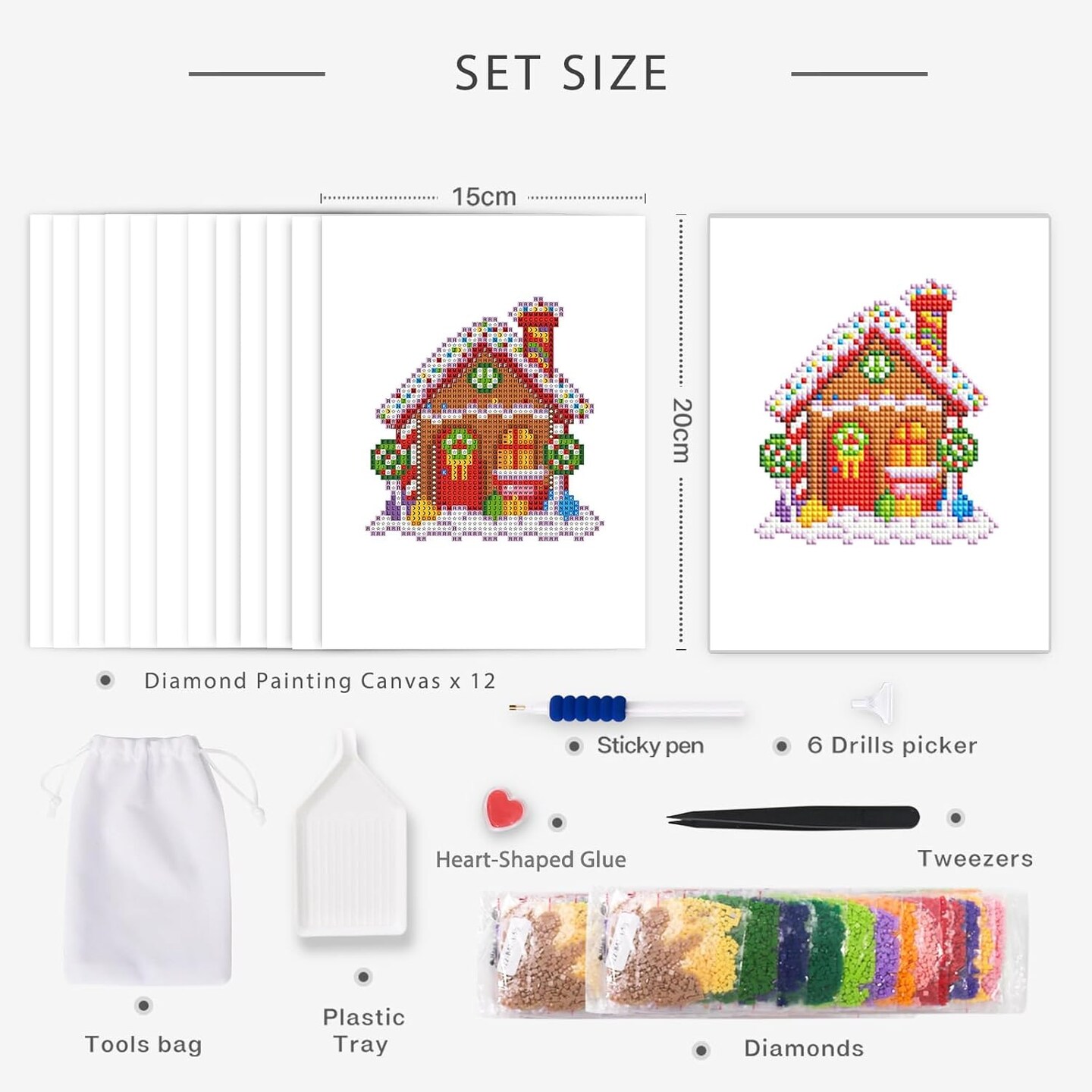 12Pcs Christmas Diamond Art Kit &#x2013; Mini 5D DIY Ornaments for Adults &#x26; Holiday Crafts
