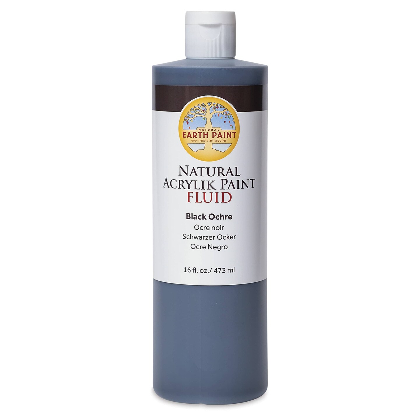 Natural Earth Paint Natural Fluid Acrylik Paint - Black Ochre, 473 ml