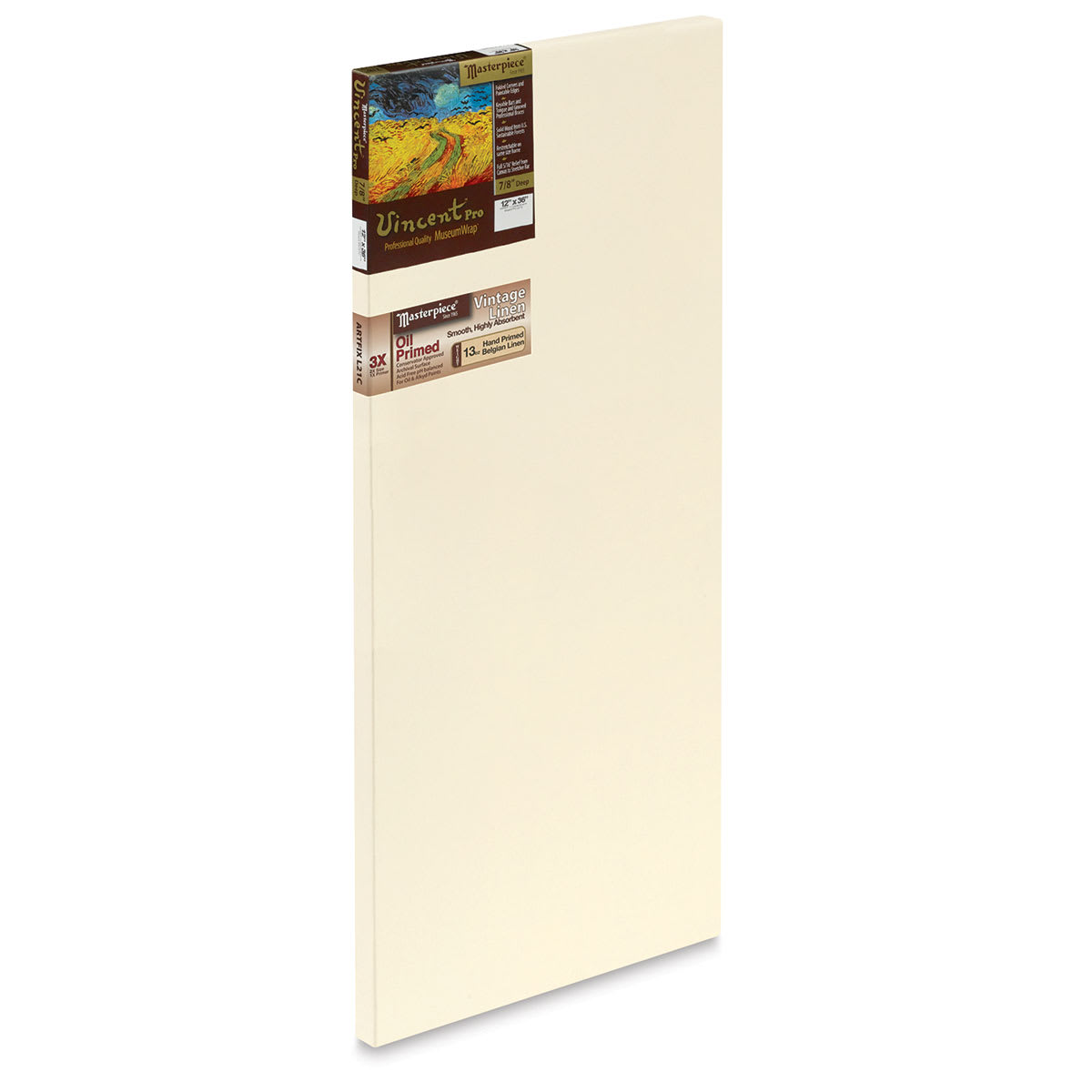 Masterpiece Vincent Pro Artfix Linen Canvas - 12" x 36", Oil Primed