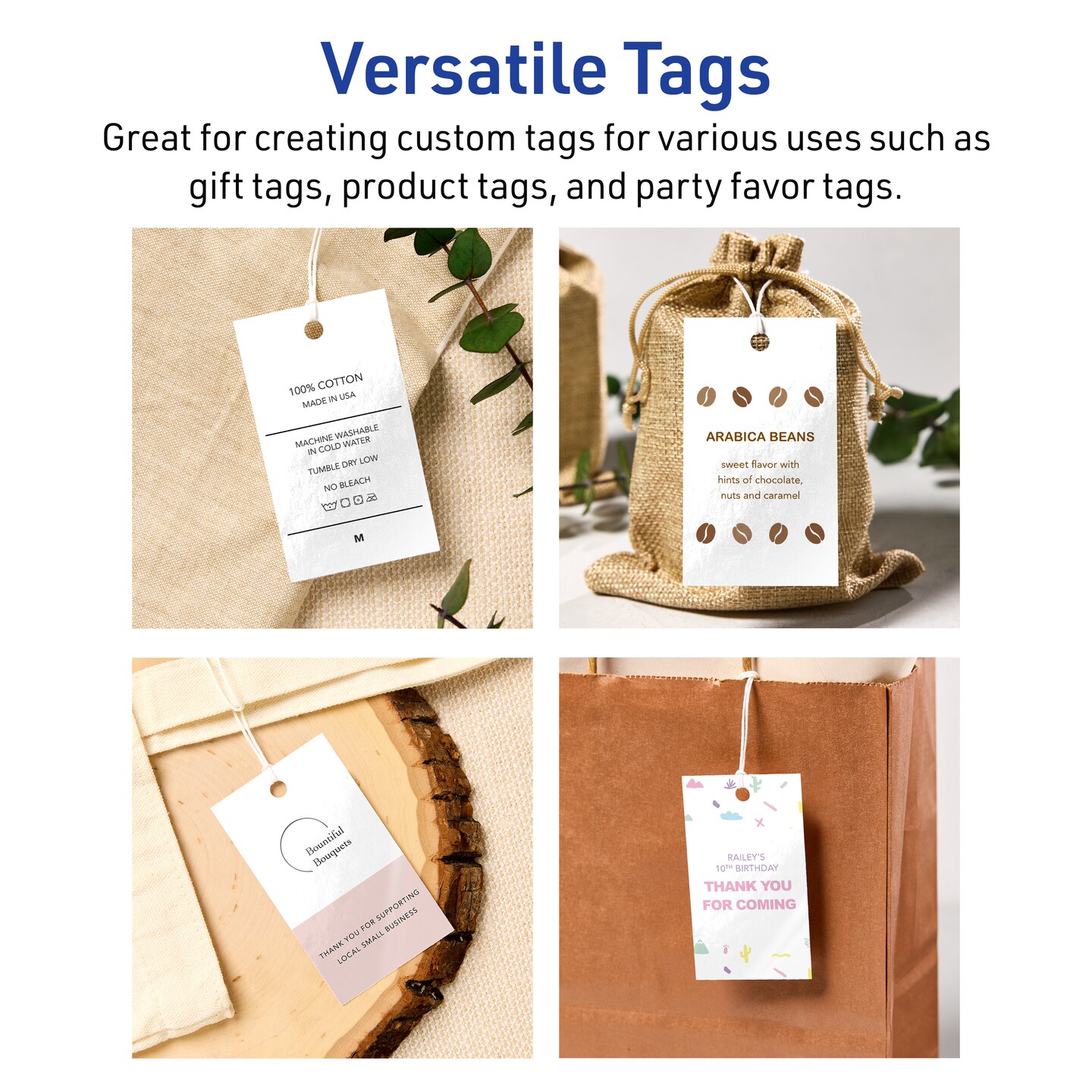 2&#x22; x 3-1/2&#x22; Rectangle, Glossy White Printable Tags