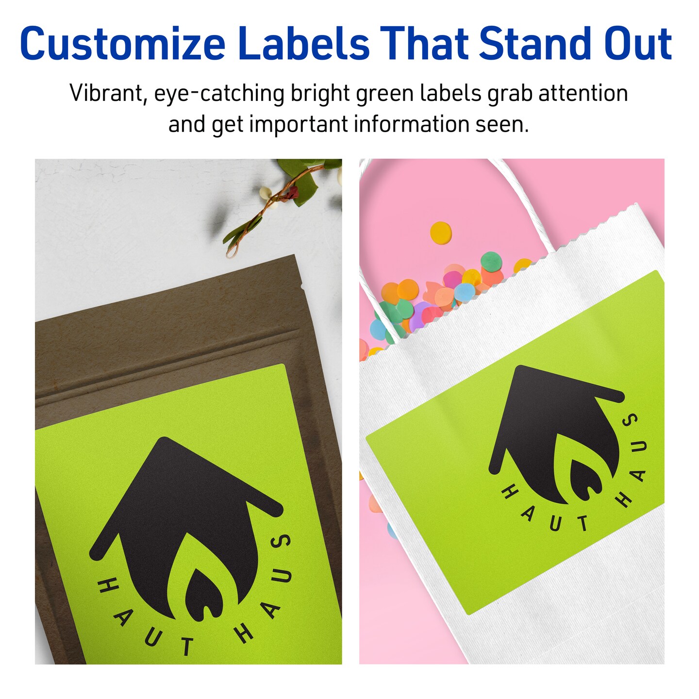 Avery Bright Green Paper Labels, 5&#x22; x 6&#x22; Rectangle