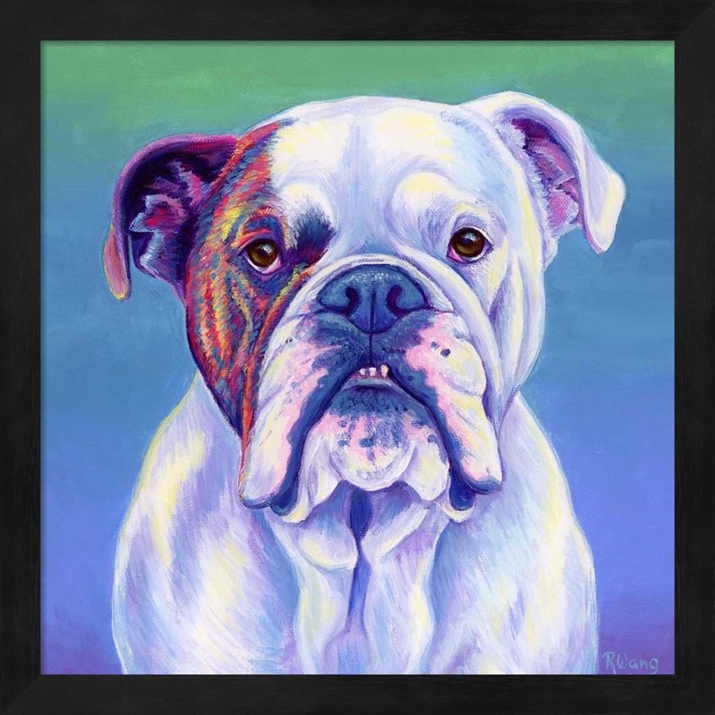 Cute English Bulldog by Rebecca W Art 13" x 13" Framed Wall Art