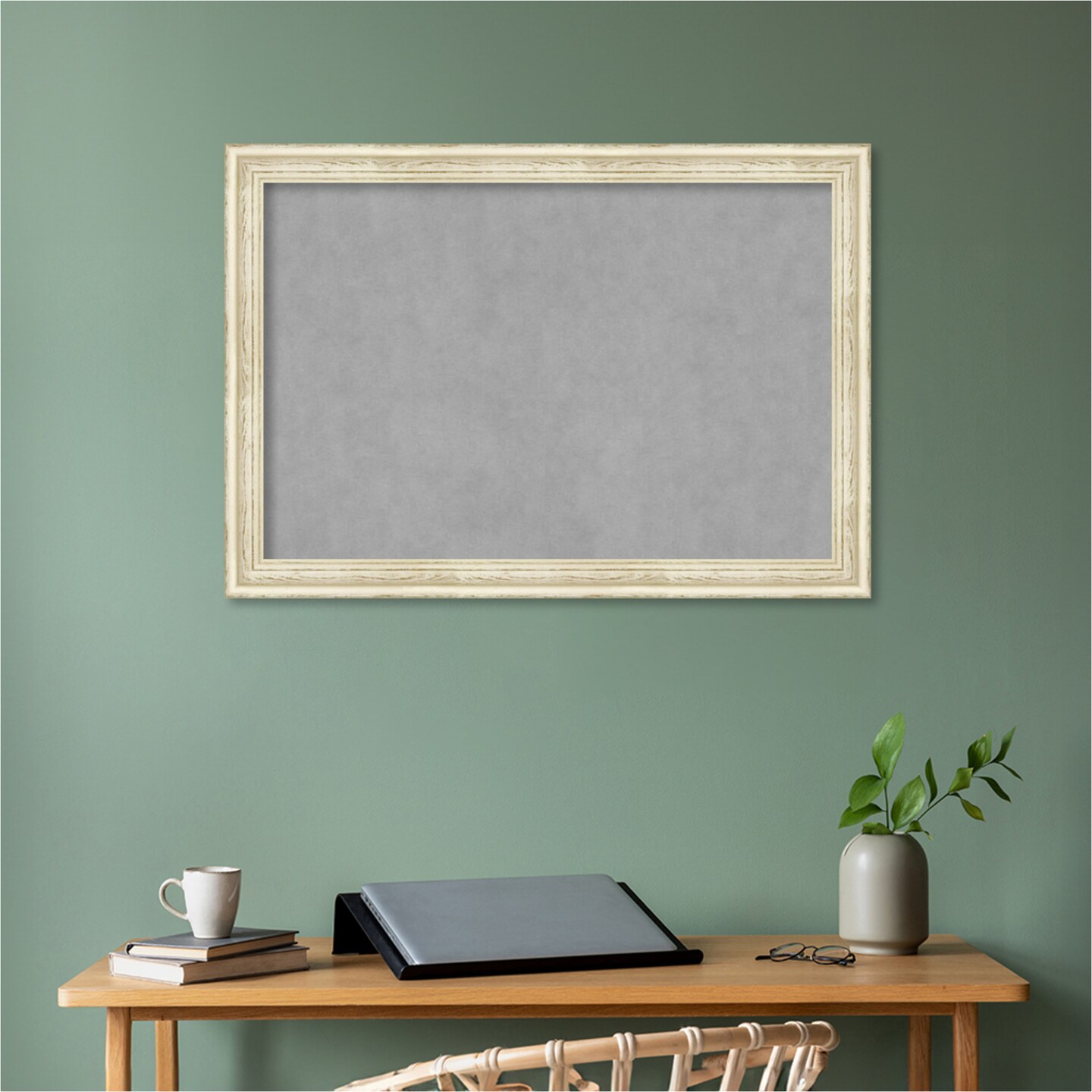 Country White Wash Wood Framed Magnetic Board