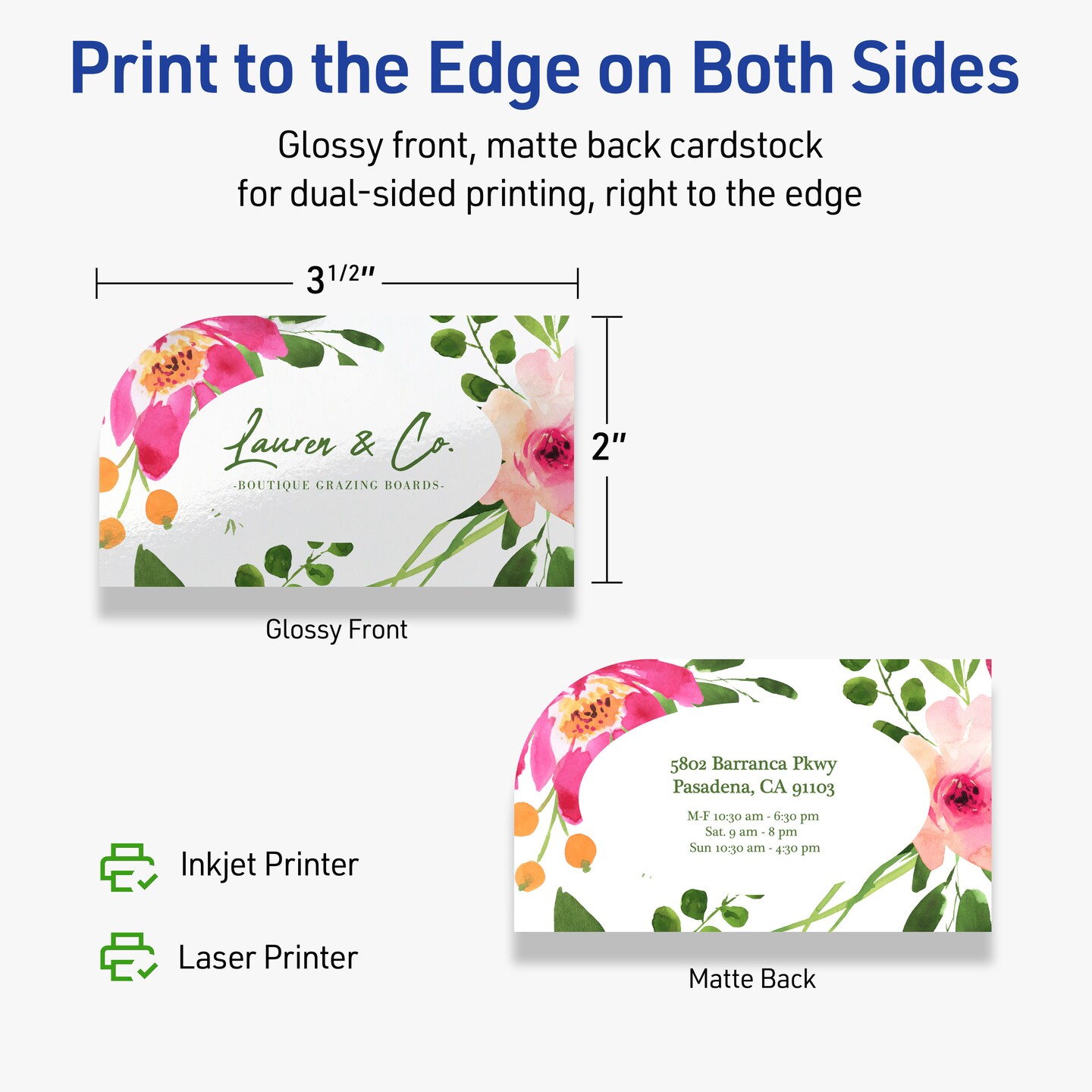 Avery Printable Single Rounded Corner Rectangle Business Cards, Sure Feed Technology, 2" x 3-1/2", Glossy White Cardstock, Print-to-The-Edge, Laser/Inkjet Printable, 80 Total
