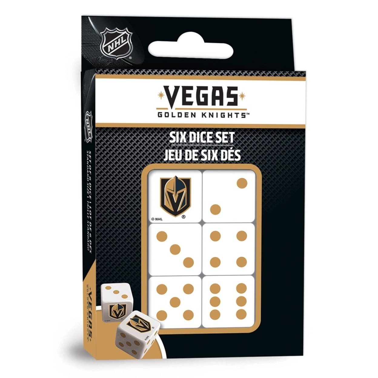 Las Vegas Golden Knights Dice Set 6-Piece Officially Licensed Gaming Dice 16Mm