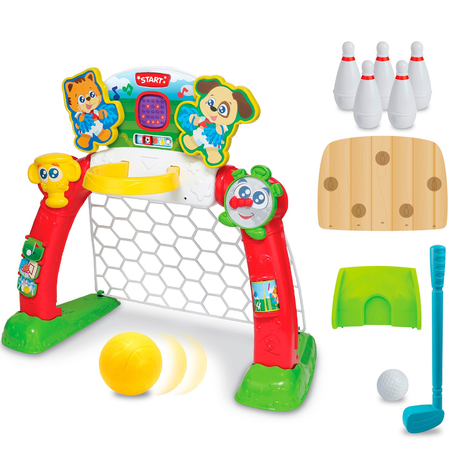 Winfun: 4-In-1 Sports Center - 4 Modes: Soccer, Basketball, Bowling, &#x26; Golf, LED Screen, Transforming Interactive Toy, Toddlers &#x26; Kids Ages 18mo+