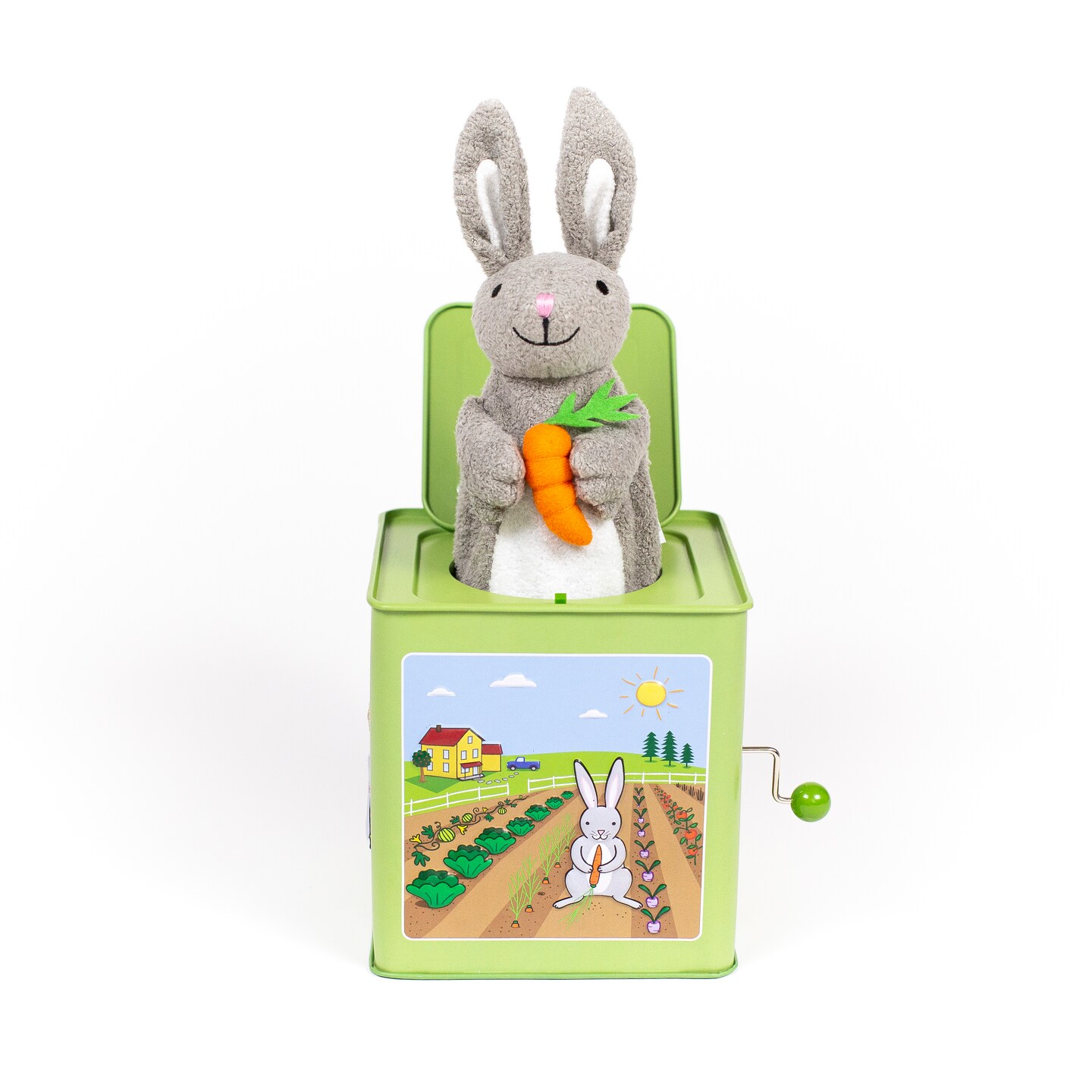 Jack Rabbit Creations Bunny Jack in the Box Toy | Ages 3+ Classic Tin Toy with Soft Pop Up | Plays Peter Cottontail Song