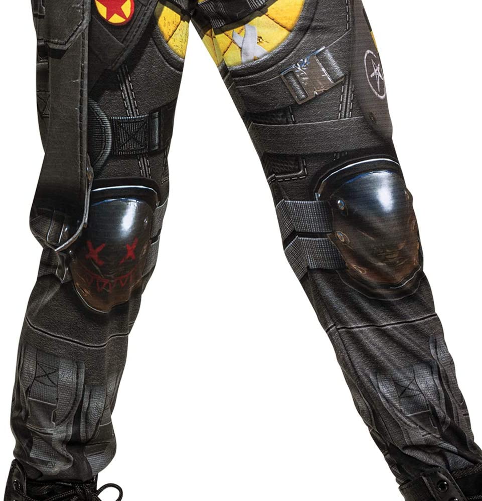 Apex Legends Mirage Costume, Video Game Inspired Muscle Padded Jumpsuit and Mask, Child Size Large (10-12)