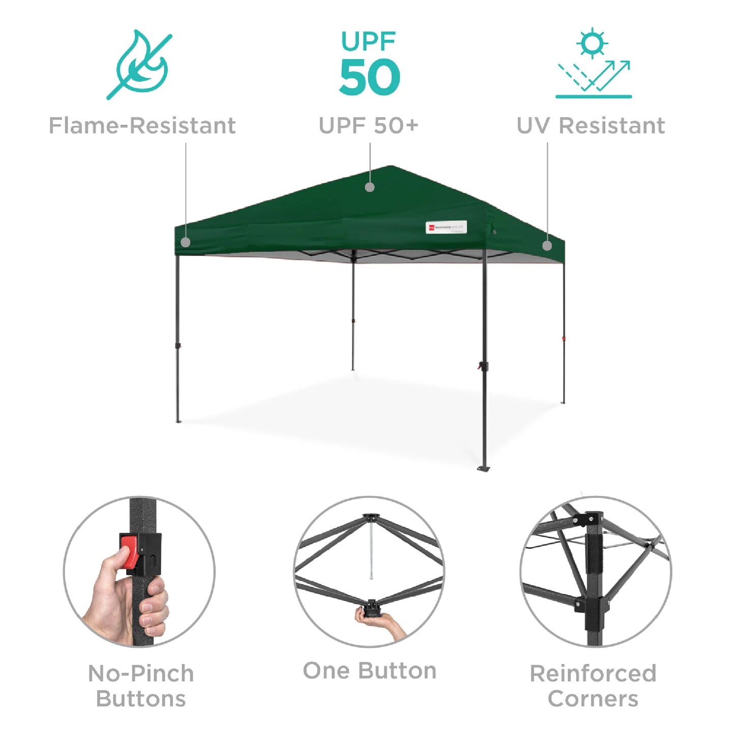 Best Choice Products 10x10ft Easy Setup Pop Up Canopy w/ 1-Button Setup, Wheeled Case, 4 Weight Bags