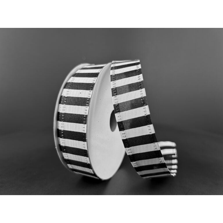 7/8&#x22; Striped Ribbon: Black &#x26; White (10 Yards)