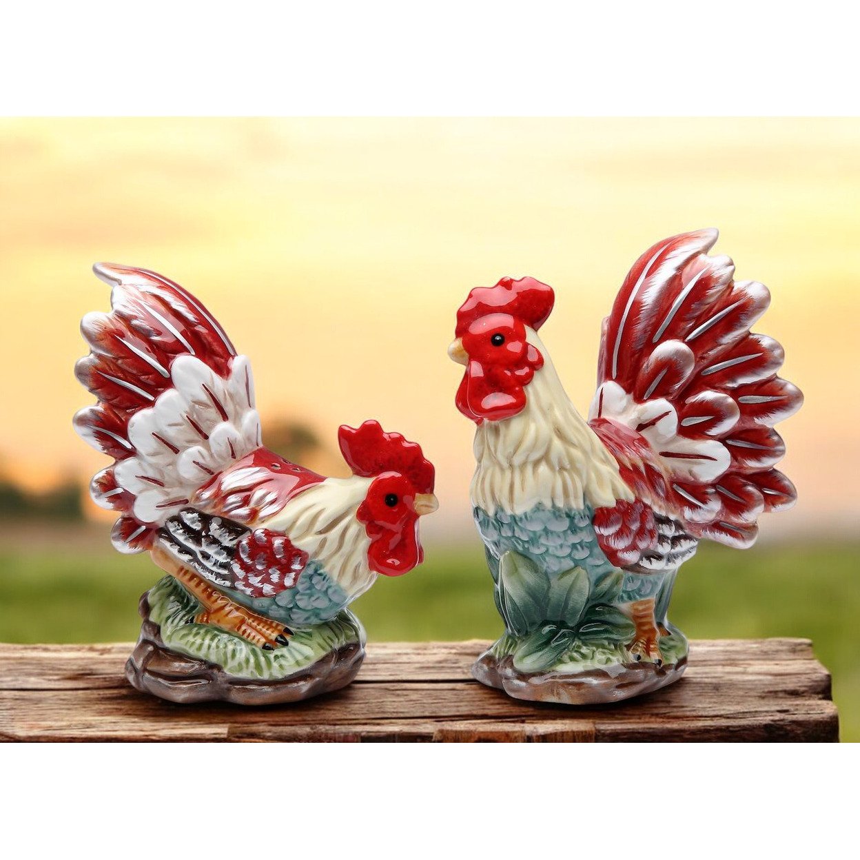 Ceramic Rooster Salt and Pepper Shakers, Home Decor Kitchen Ornament Gift Idea