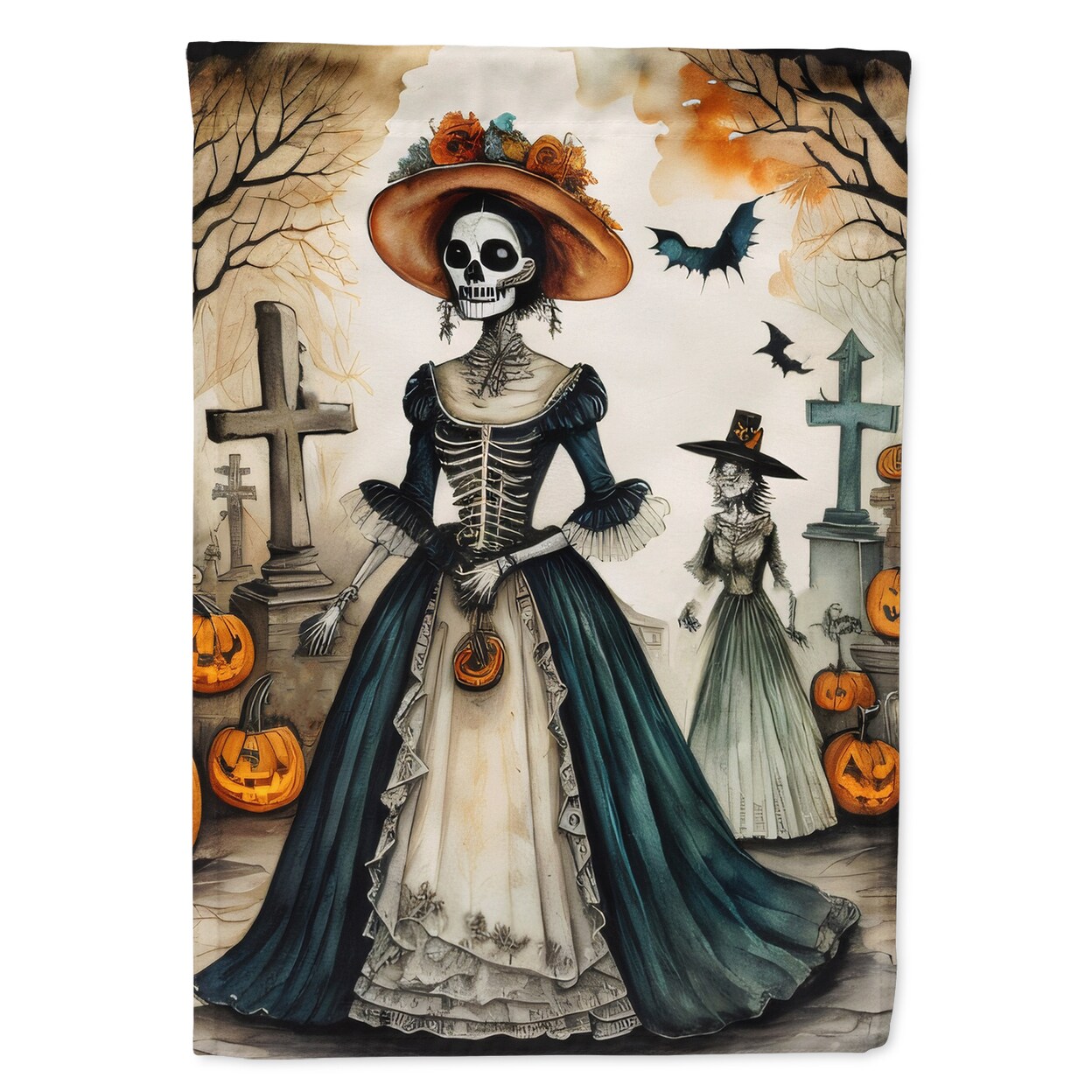 La Catrina Skeleton Spooky Halloween House Flag