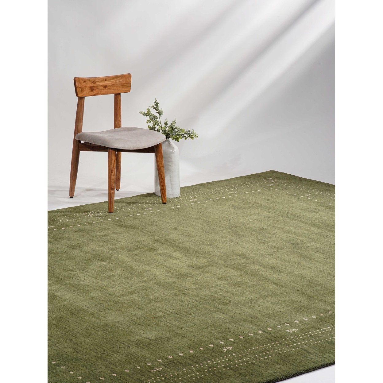 Rugsotic Hand Knotted Wool Area Rug 9X12 Contemporary Green L00508