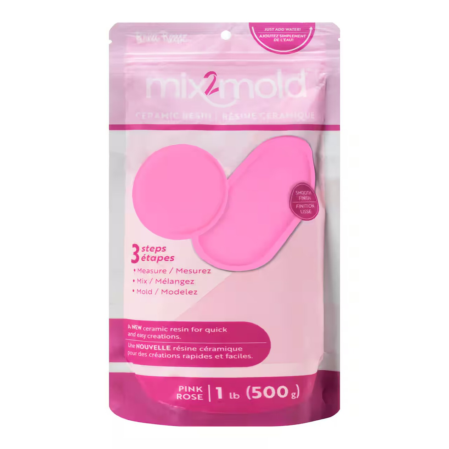 Brea Reese: Mix2Mold Ceramic Resin - Pink Powder 1lb Bag - 500g, Non-Toxic, Smooth Matte Finish, No Heat Or Kiln, Just Add Water, Cures In 60 Min