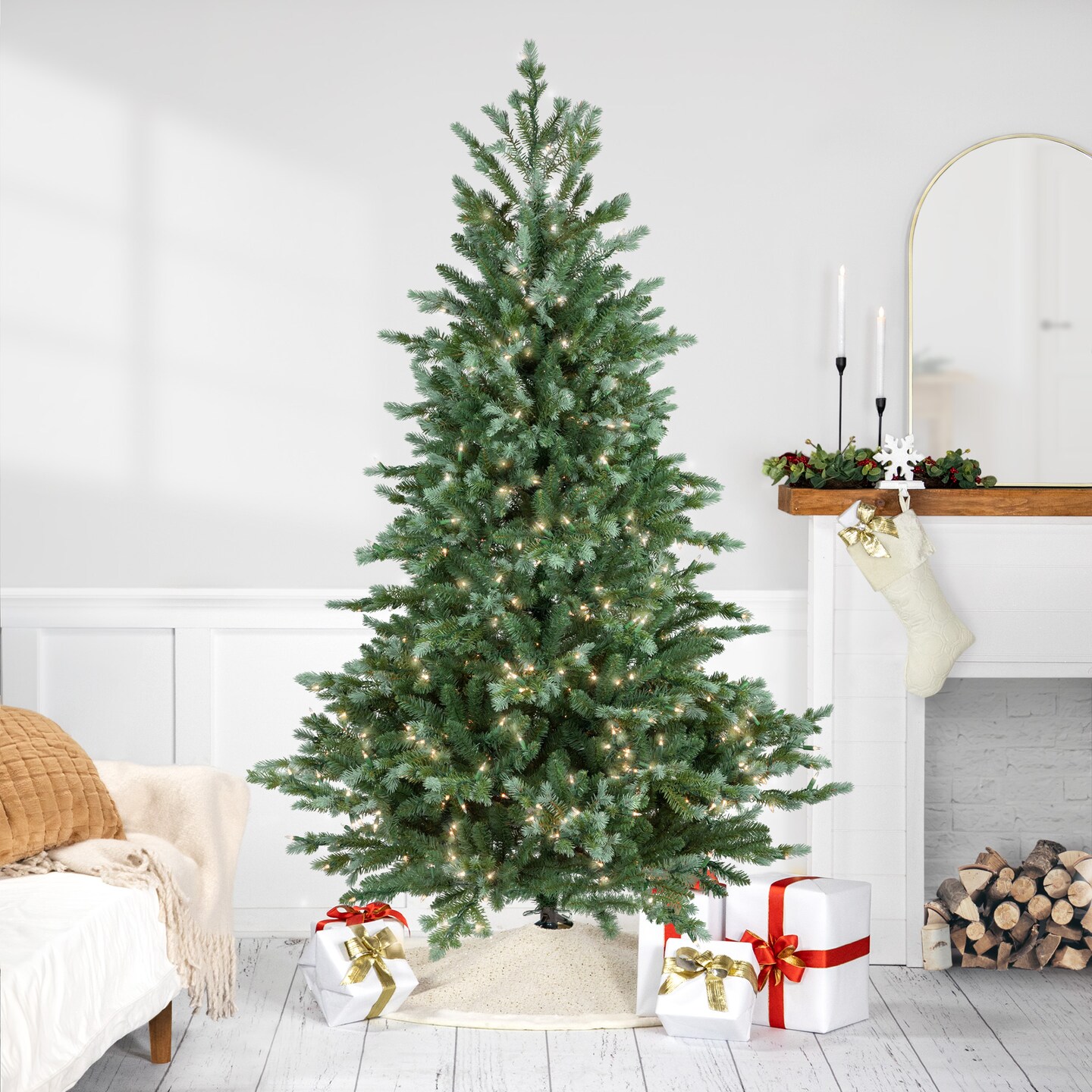 Northlight Real Touch&#x2122;&#xFE0F; Pre-Lit Medium Blue Spruce Artificial Christmas Tree - 6&#x27; - Clear Lights