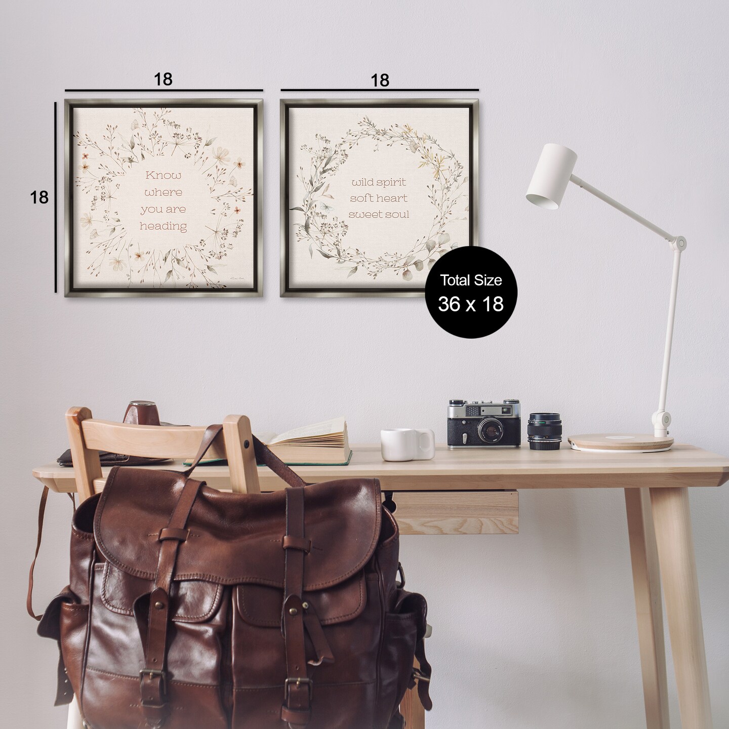 Stupell Industries Inspiring Soft Wreaths with Phrases 2pc Floating Frame Set Design by Susan Ball