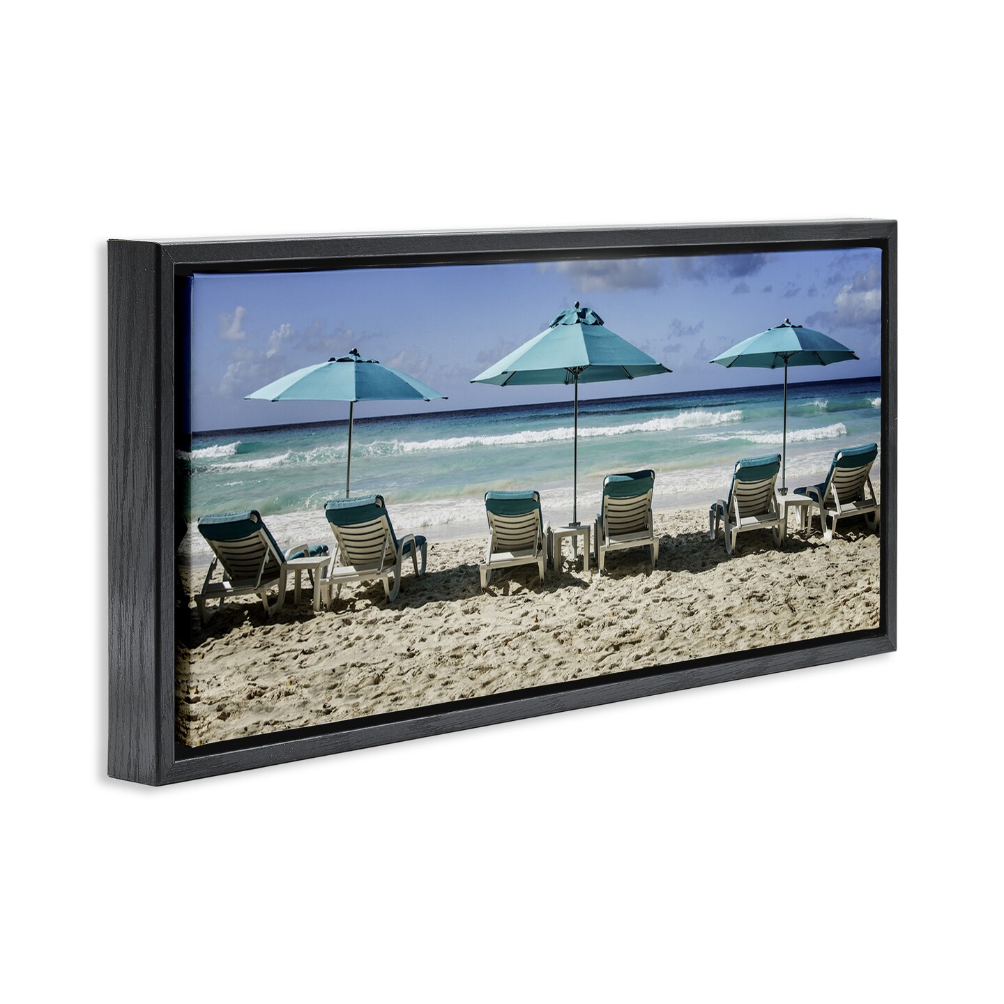 Stupell Industries Lined Up Beach Chairs Floating Frame Design by Mary Lou Johnson