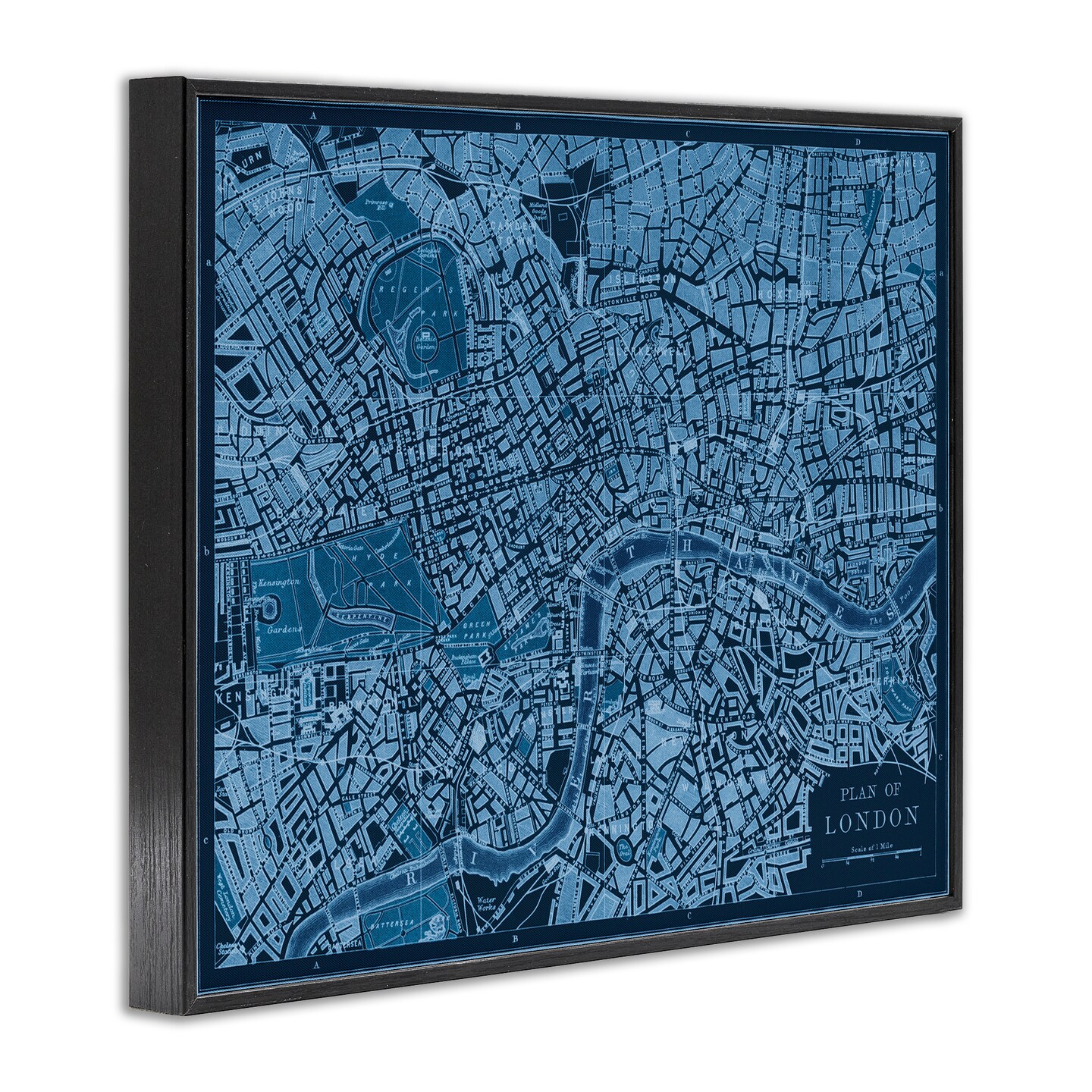 Stupell Industries Blue Detailed London Map Framed Giclee Design by Phillipa Katz
