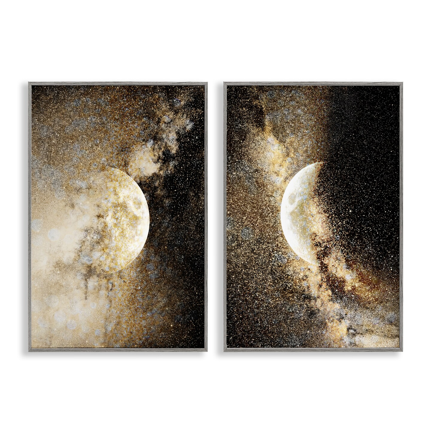 Stupell Industries Moons with Starry Nebulas 2pc Framed Giclee Set Design by Gemma Bardot