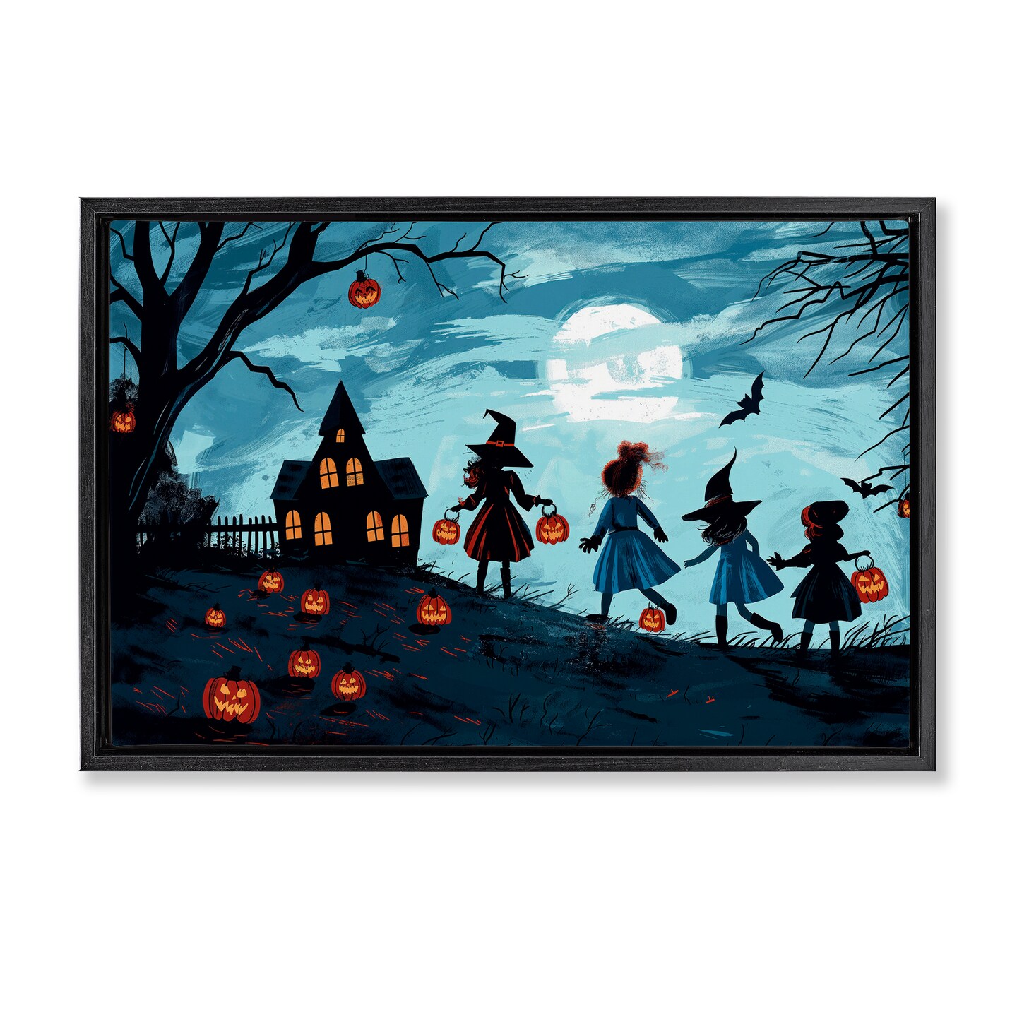 Stupell Industries Witch Trick Or Treaters Floating Frame Design by Wumples
