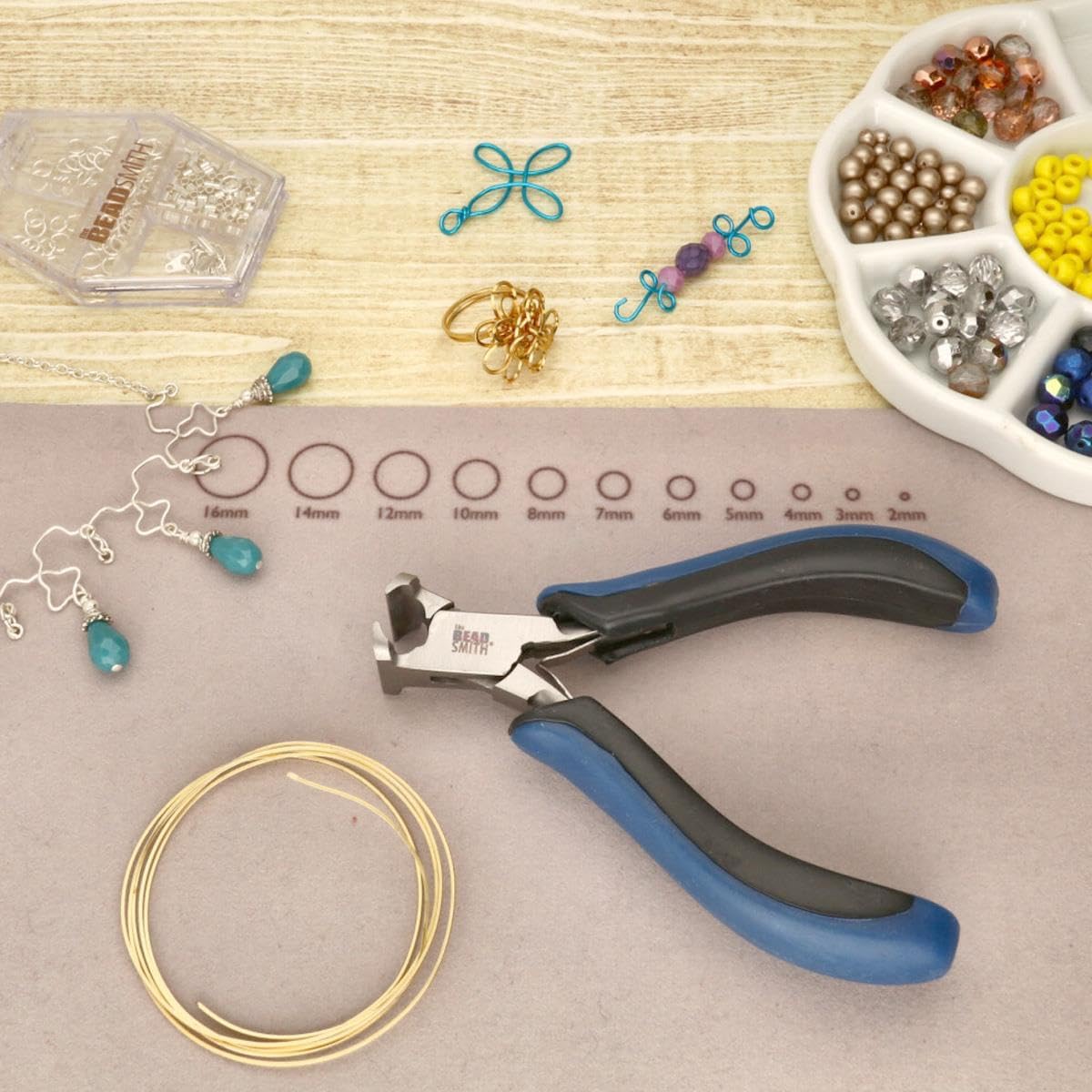The Beadsmith Ergonomic Pliers, Chain Nose, Round Nose, Flat Nose, Bent Chain Nose & Semi-Flush Side Cutter – Extra-Fine Tips, Comfortable Ergonomic Grip & Double-Leaf Springs