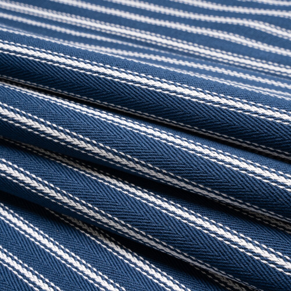 1 Yard White on Navy Ticking Stripes Cotton Herringbone Twill Fabric
