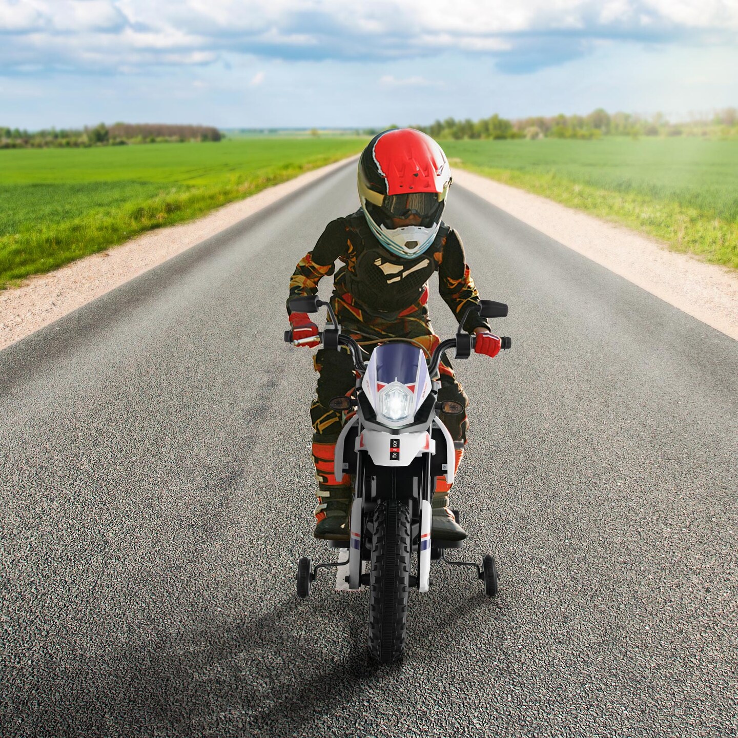 Costway 12V Licensed Aprilia Kids Ride On Motorcycle Electric Dirt Bike with Light & Music