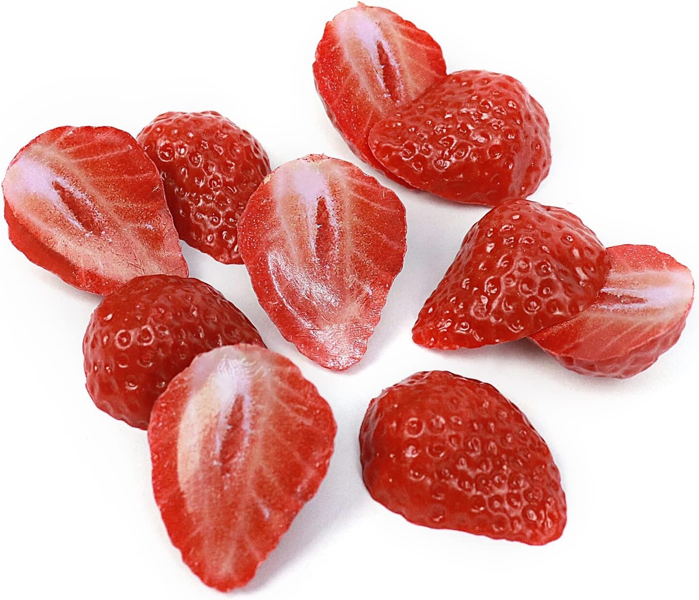 (10 Pcs Half Strawberries)Artificial Strawberry Blocks, Fake Fruit Decorations