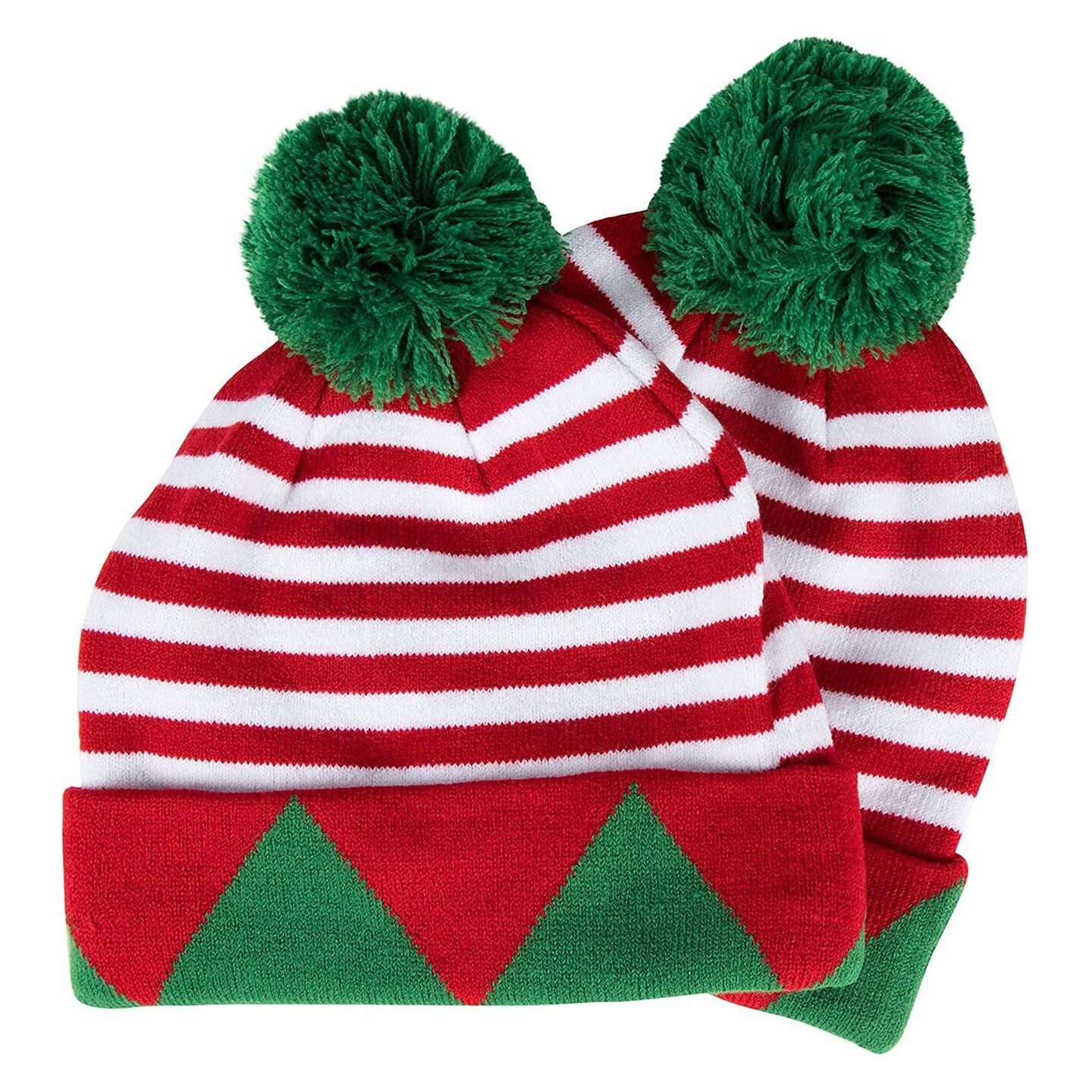 Juvale 2 Piece Christmas Hats for Adults, Elf Hats Striped 