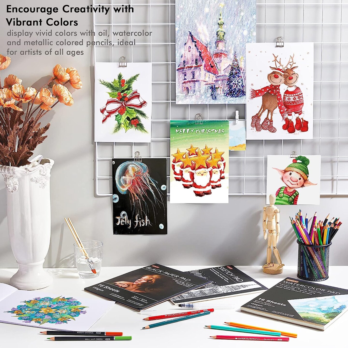 Art 116 PCS Drawing Kit, Complete Drawing Supplies with Sketch Pencils, Colored Pencils, Graphite, Charcoal Sticks, Professional Drawing Tools, and Paper Pads for Artists, Beginners, and Children