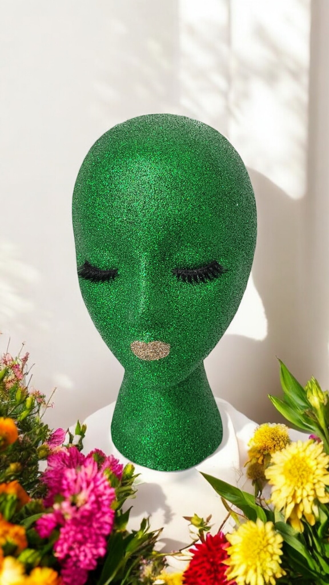 Female Styrofoam Mannequin Head Emerald